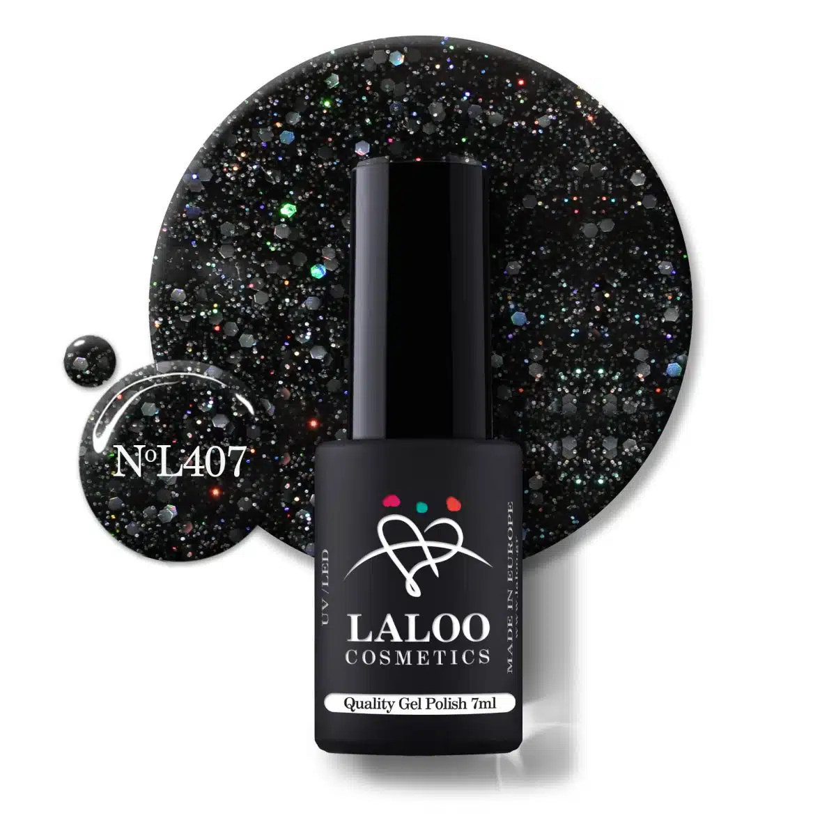 Gelpolish Black Holo Glitter no.407 - 7ml