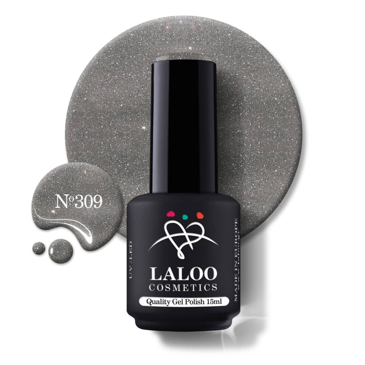 Laloo Gelpolish Iron Grey Glitter no.309 - 15ml