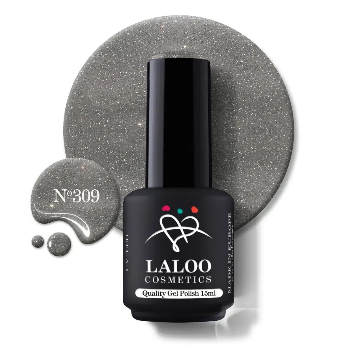 Laloo Gelpolish Iron Grey Glitter no.309 - 15ml