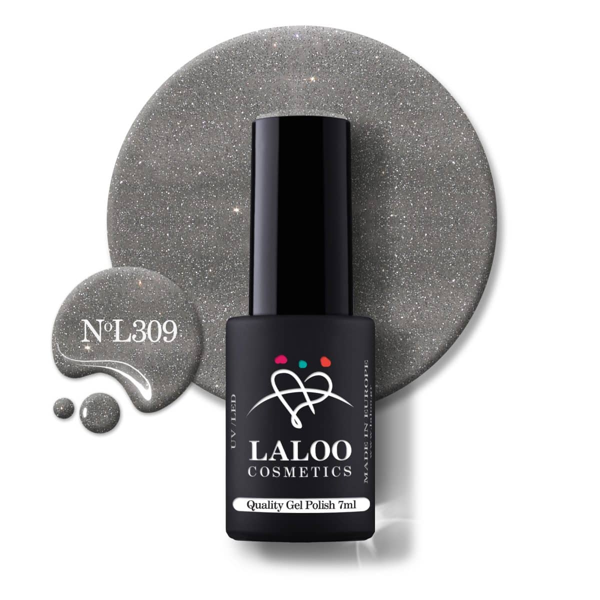 Laloo Gelpolish Iron Grey Glitter no.309 - 7ml