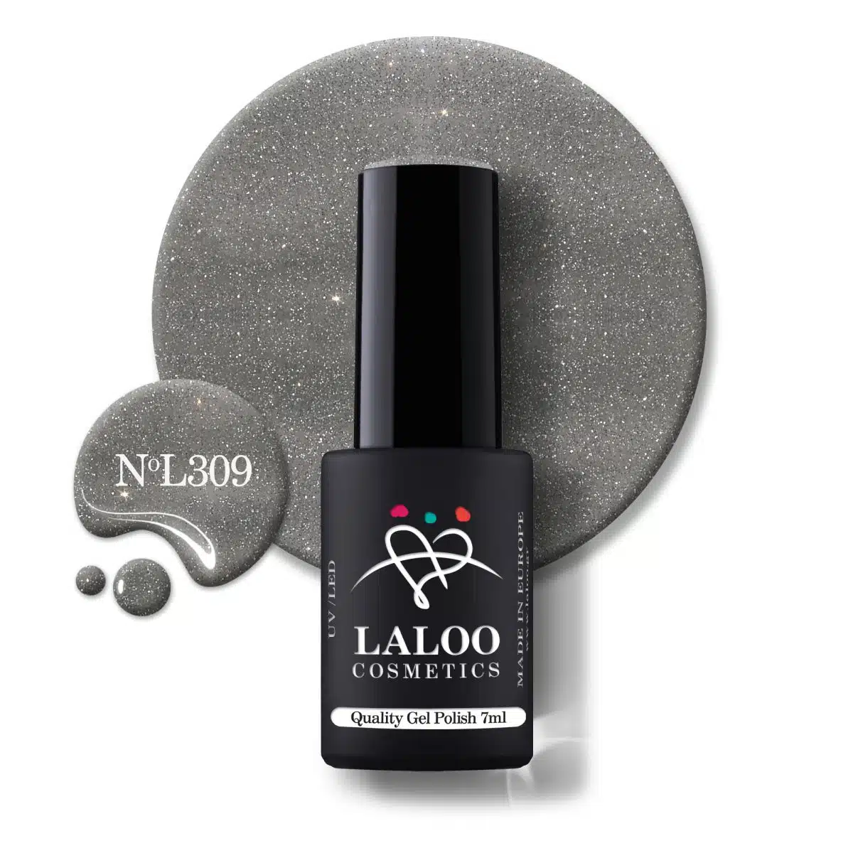 Laloo Gelpolish Iron Grey Glitter no.309 - 7ml