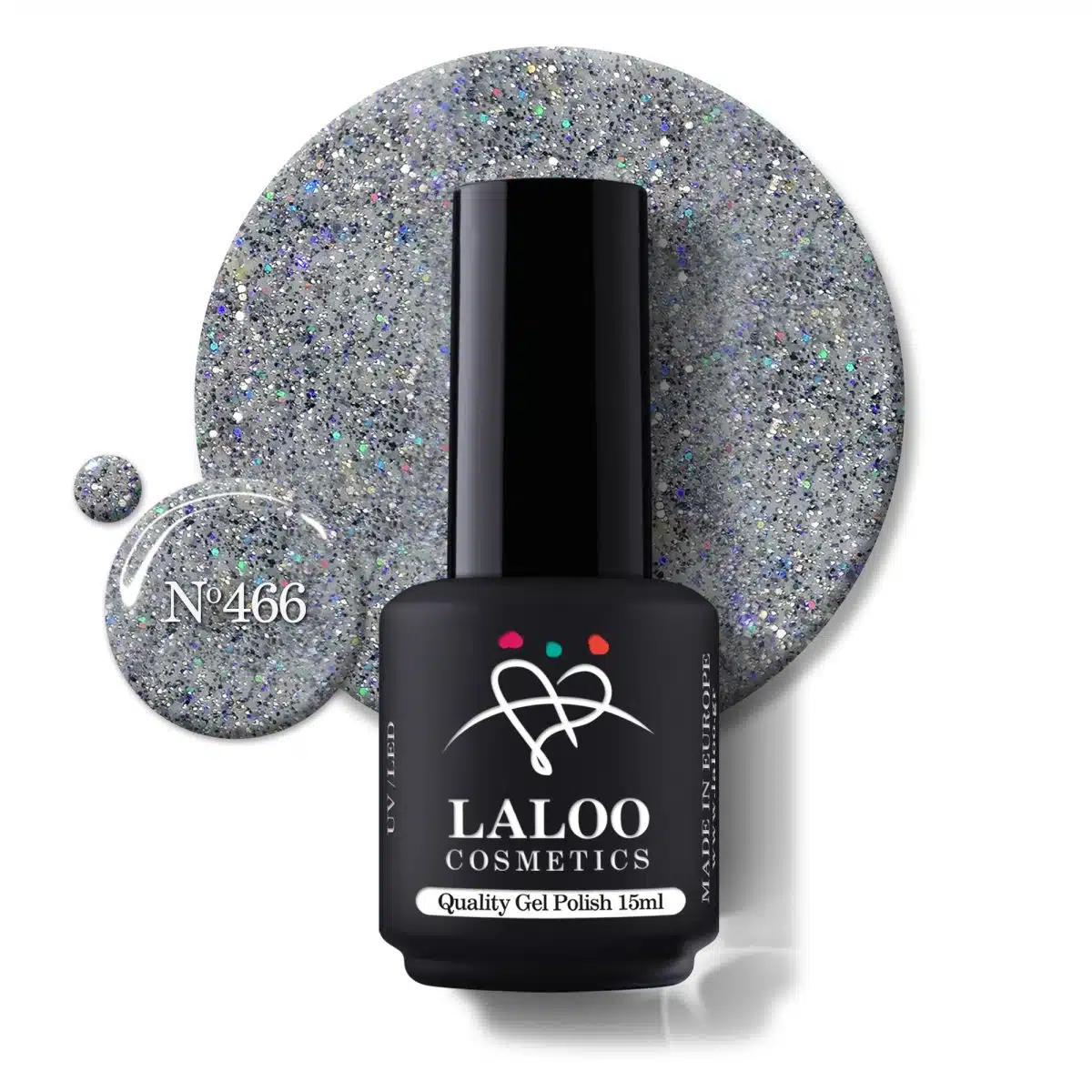 Laloo Gelpolish Steel Glitter with Blue Sequin no.466 - 15ml
