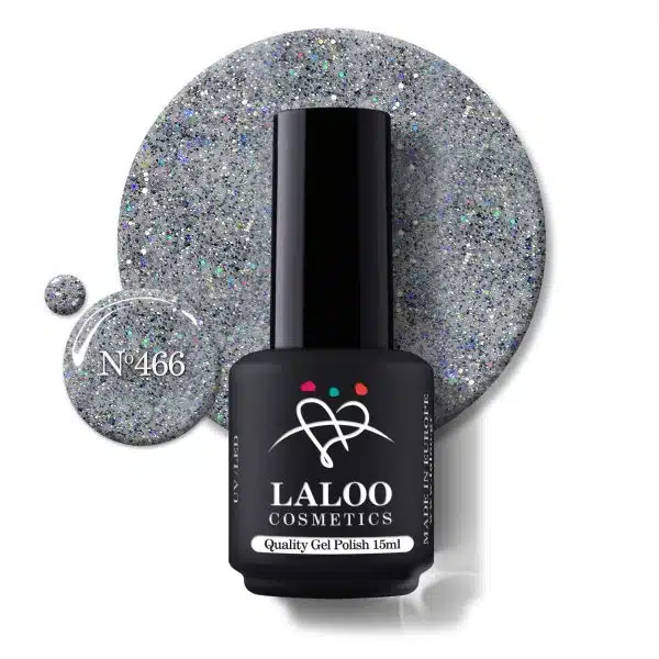 Laloo Gelpolish Steel Glitter with Blue Sequin no.466 - 15ml