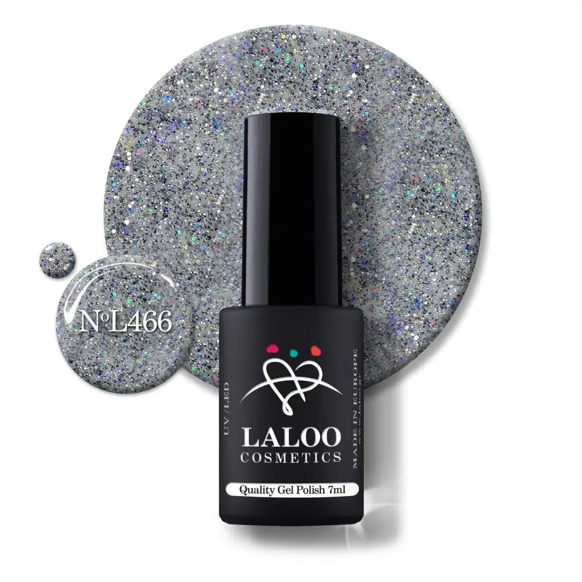 Laloo Gelpolish Steel Glitter with Blue Sequin no.466 - 7ml