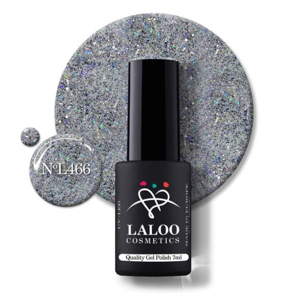 Laloo Gelpolish Steel Glitter with Blue Sequin no.466 - 7ml