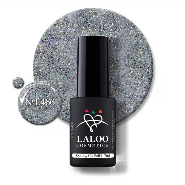 Laloo Gelpolish Steel Glitter with Blue Sequin no.466 - 7ml