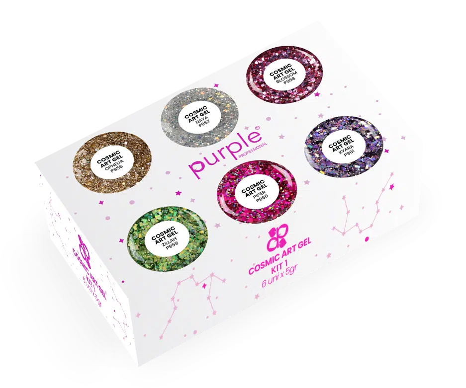 Purple Professional Cosmic Art Gel - Kit 1 Purple Professional Cosmic Art Gel - Kit 1