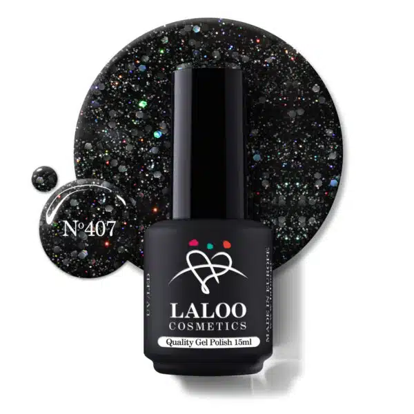 Laloo Gelpolish Black Holo Glitter no.407 - 15ml