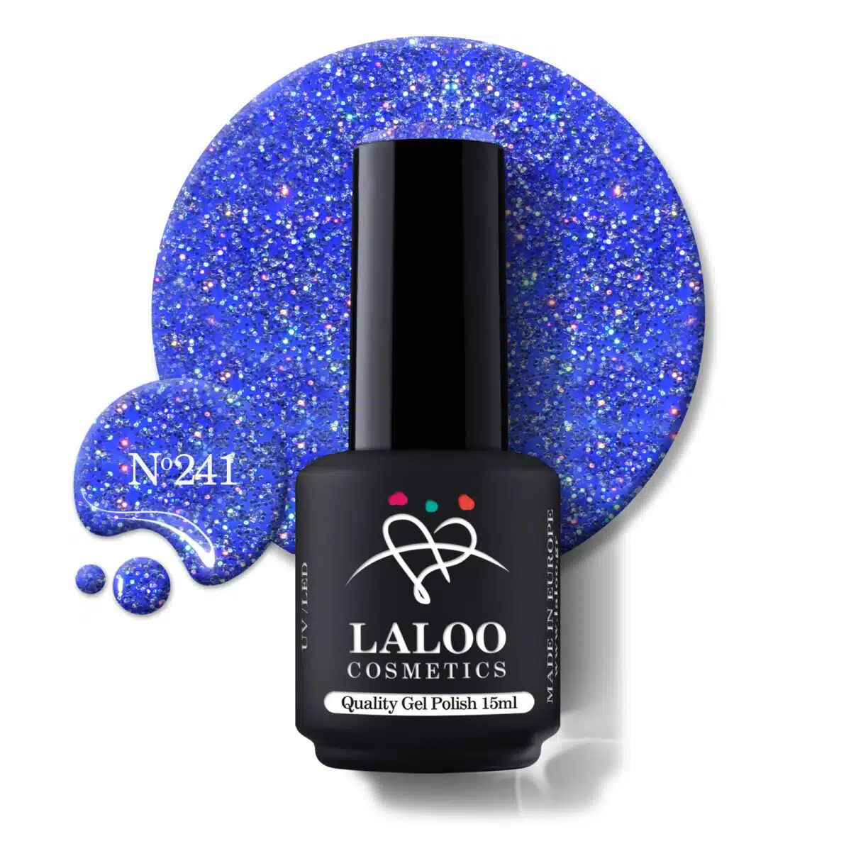 Laloo Gelpolish Cobalt Blue Glitter no.241 - 15ml Laloo Gelpolish Cobalt Blue Glitter no.241 - 15ml