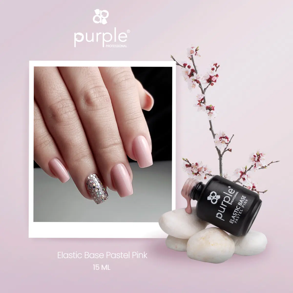 Purple Professional Elastic Base "Pastel Pink" 15ml