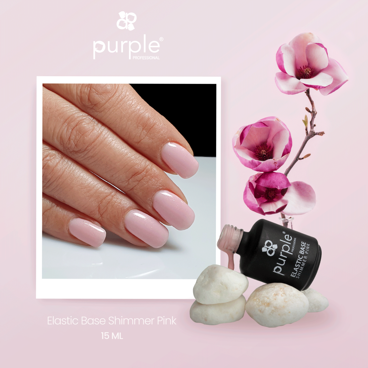 Purple Professional Elastic Base "Shimmer Pink" 15ml