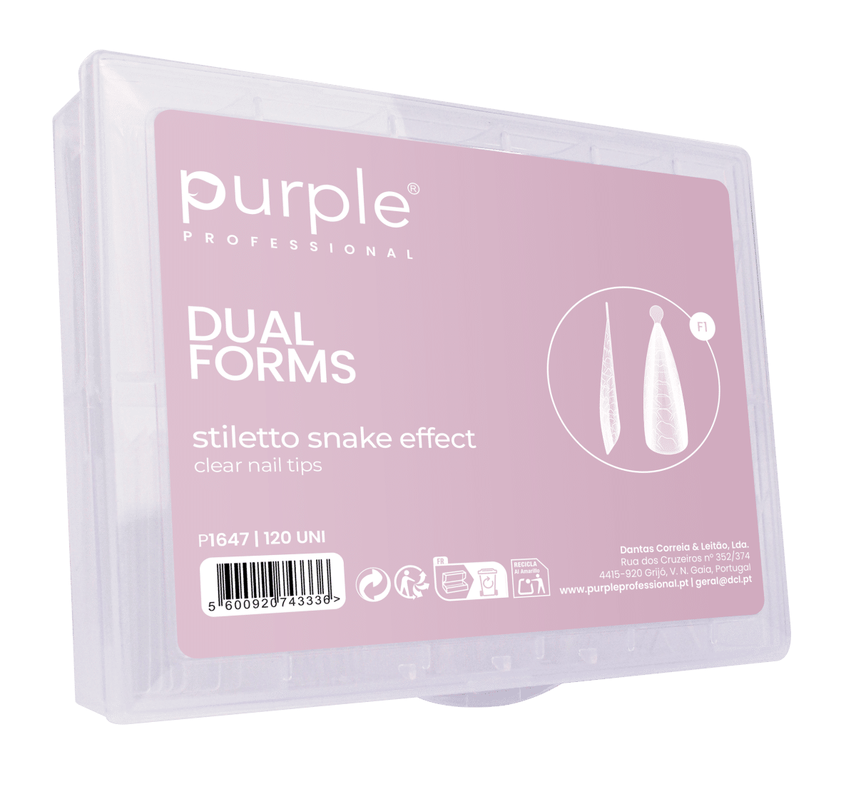 Purple Professional Dual Forms Stiletto Snake Effect 120st. (P1647)