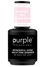 Purple Professional Wonderful Shine Milky Pink Shimmer No Wipe Top Coat 15ml (P461)