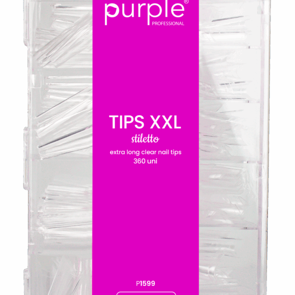 Purple Professional XXL Extra Long Stiletto Tips - Clear 360st.