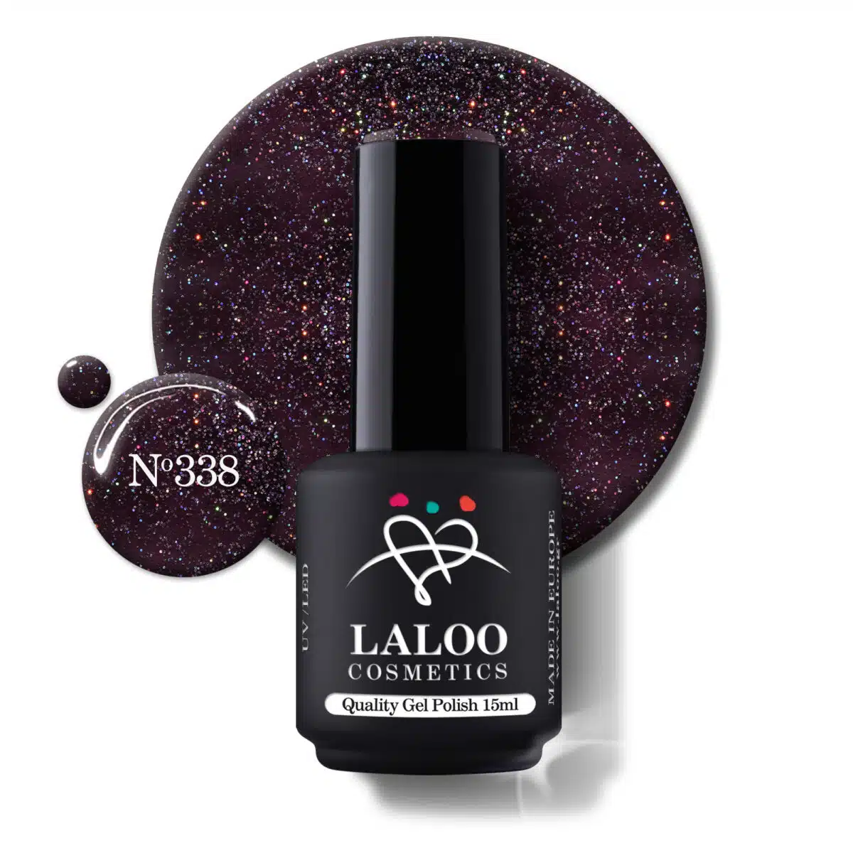 Laloo Gelpolish Dark Aubergine Glitter No.338 - 15ml