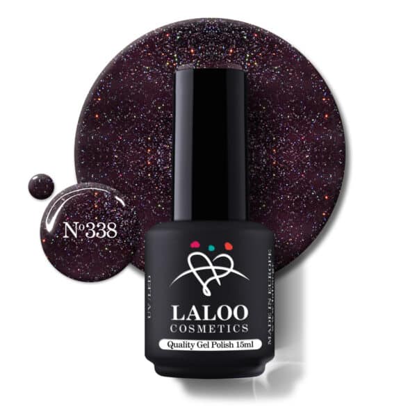 Laloo Gelpolish Dark Aubergine Glitter No.338 - 15ml