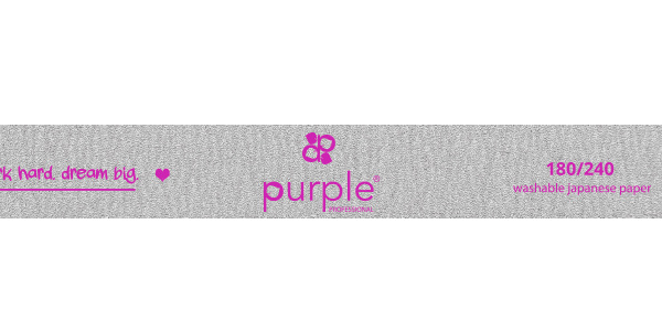 Purple Professional Nail File Thin Straight 180/240 Japanese Paper (P3012)