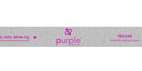 Purple Professional Nail File Thin Straight 180/240 Japanese Paper (P3012)