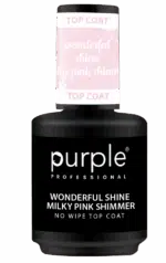 Purple Professional Wonderful Shine Milky Pink Shimmer No Wipe Top Coat 15ml (P461)