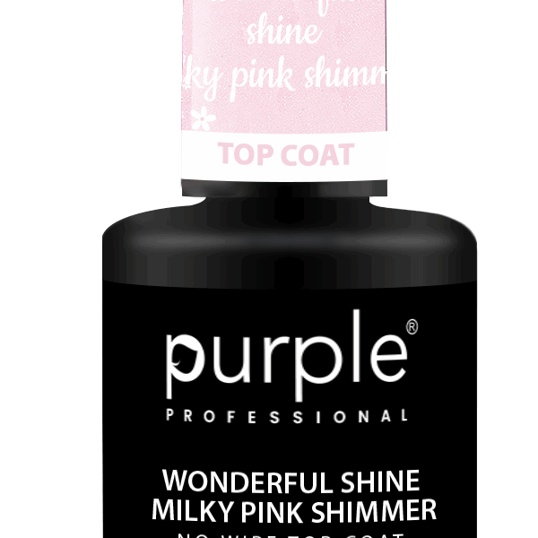 Purple Professional Wonderful Shine Milky Pink Shimmer No Wipe Top Coat 15ml (P461)