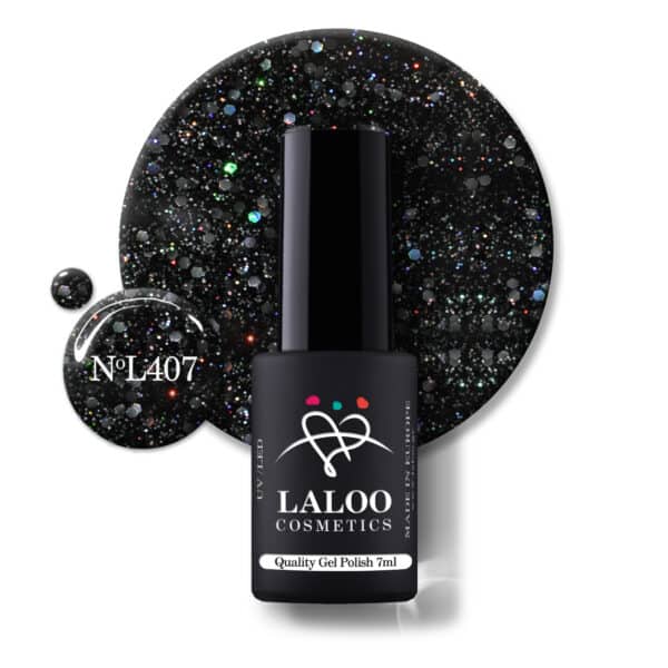 Laloo Gelpolish Black Holo Glitter no.407 - 7ml