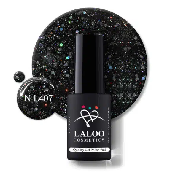 Laloo Gelpolish Black Holo Glitter no.407 - 7ml