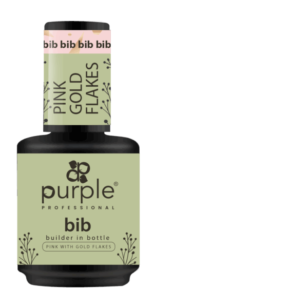 Purple Professional BIB Builder In Bottle - Pink Gold Flakes 15ml