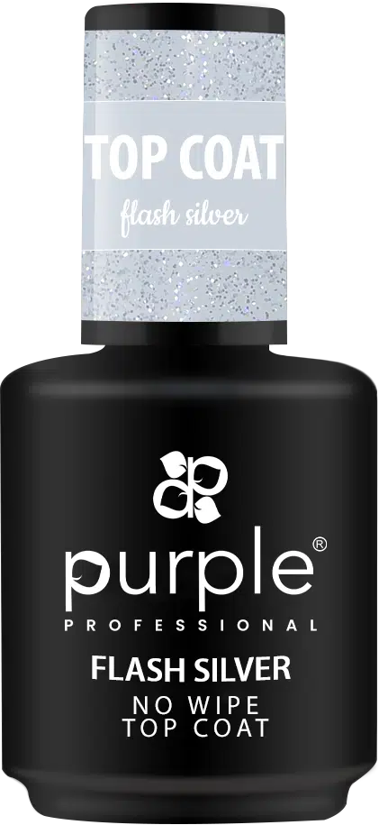 Purple Professional Flash Silver No Wipe Top Coat 15ml Purple Professional Flash Silver No Wipe Top Coat 15ml