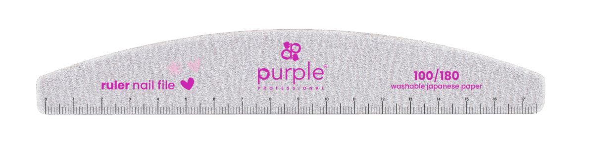 Purple Professional Nail File Moon with Ruler100/180 Japanese Paper (P3064)