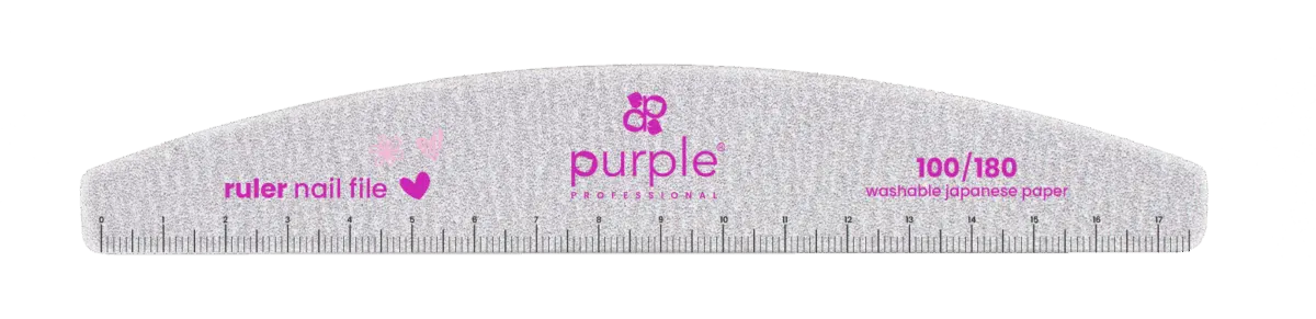 Purple Professional Nail File Moon with Ruler100/180 Japanese Paper (P3064)