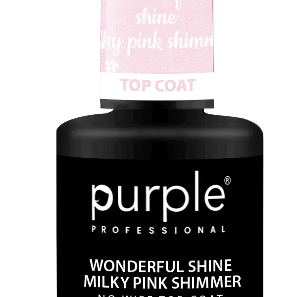 Purple Professional Wonderful Shine Milky Pink Shimmer No Wipe Top Coat 15ml (P461)