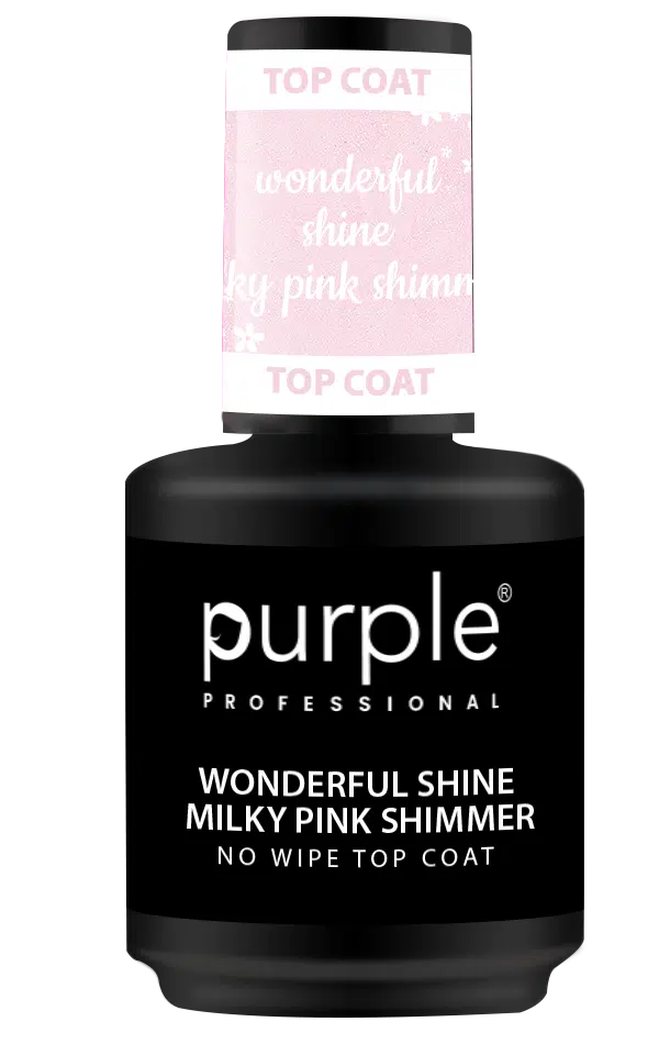 Purple Professional Wonderful Shine Milky Pink Shimmer No Wipe Top Coat 15ml (P461) Purple Professional Wonderful Shine Milky Pink Shimmer No Wipe Top Coat 15ml (P461)