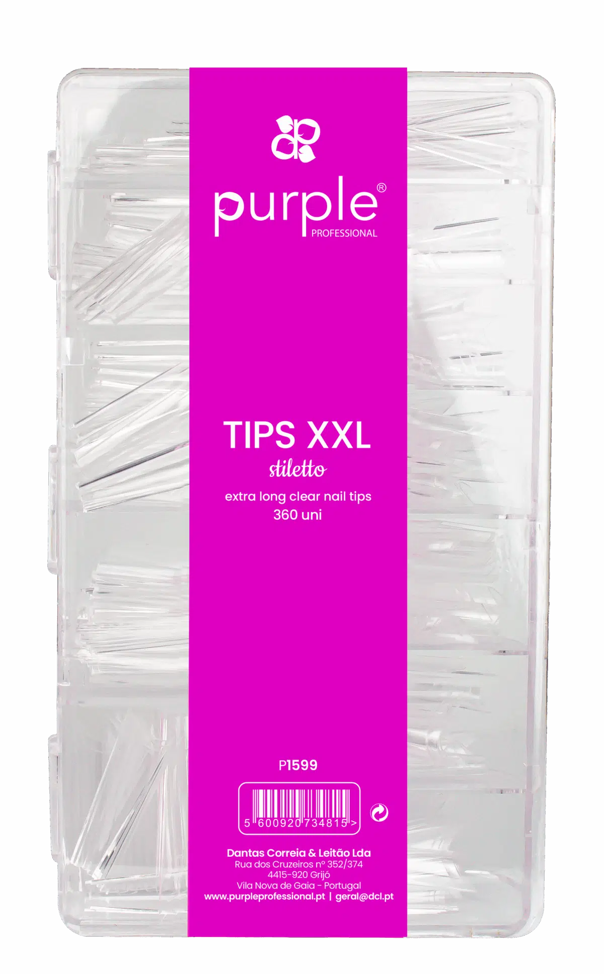 Purple Professional XXL Extra Long Stiletto Tips - Clear 360st.