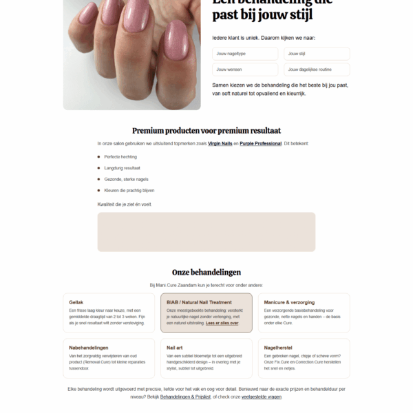 Salonwebsite - pakket van 3 aanpassingen