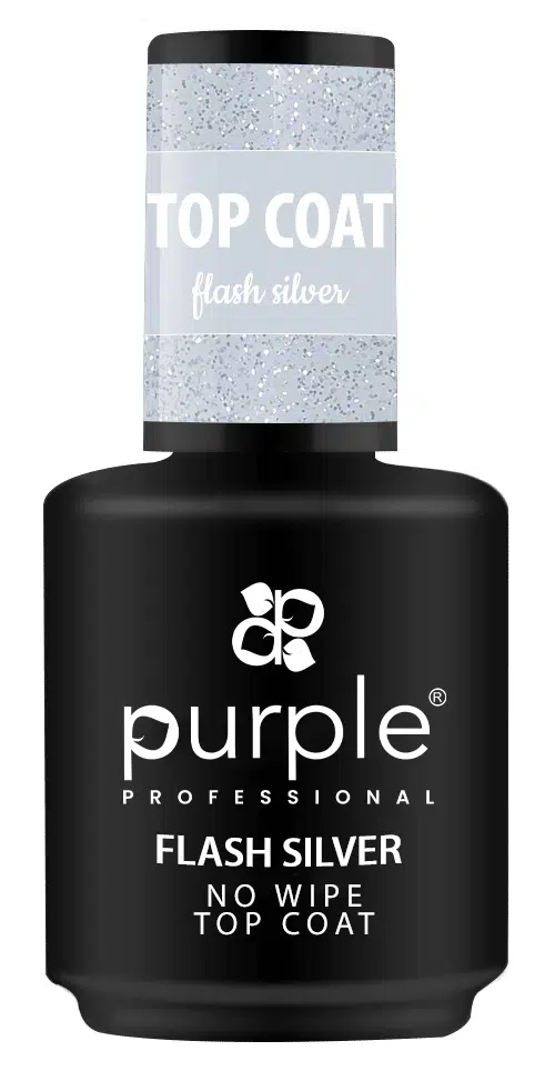 Purple Professional Flash Silver No Wipe Top Coat 15ml Purple Professional Flash Silver No Wipe Top Coat 15ml