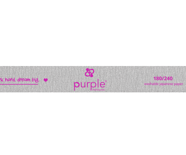 Purple Professional Nail File Thin Straight 180/240 Japanese Paper (P3012)