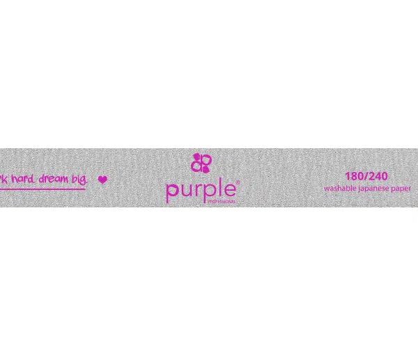 Purple Professional Nail File Thin Straight 180/240 Japanese Paper (P3012)