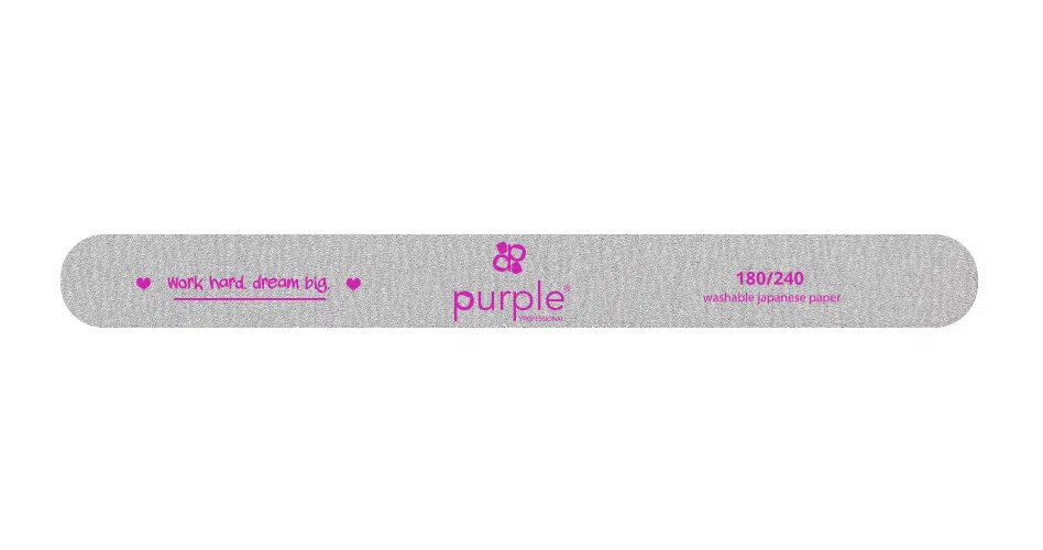 Purple Professional Nail File Thin Straight 180/240 Japanese Paper (P3012) Purple Professional Nail File Thin Straight 180/240 Japanese Paper (P3012)