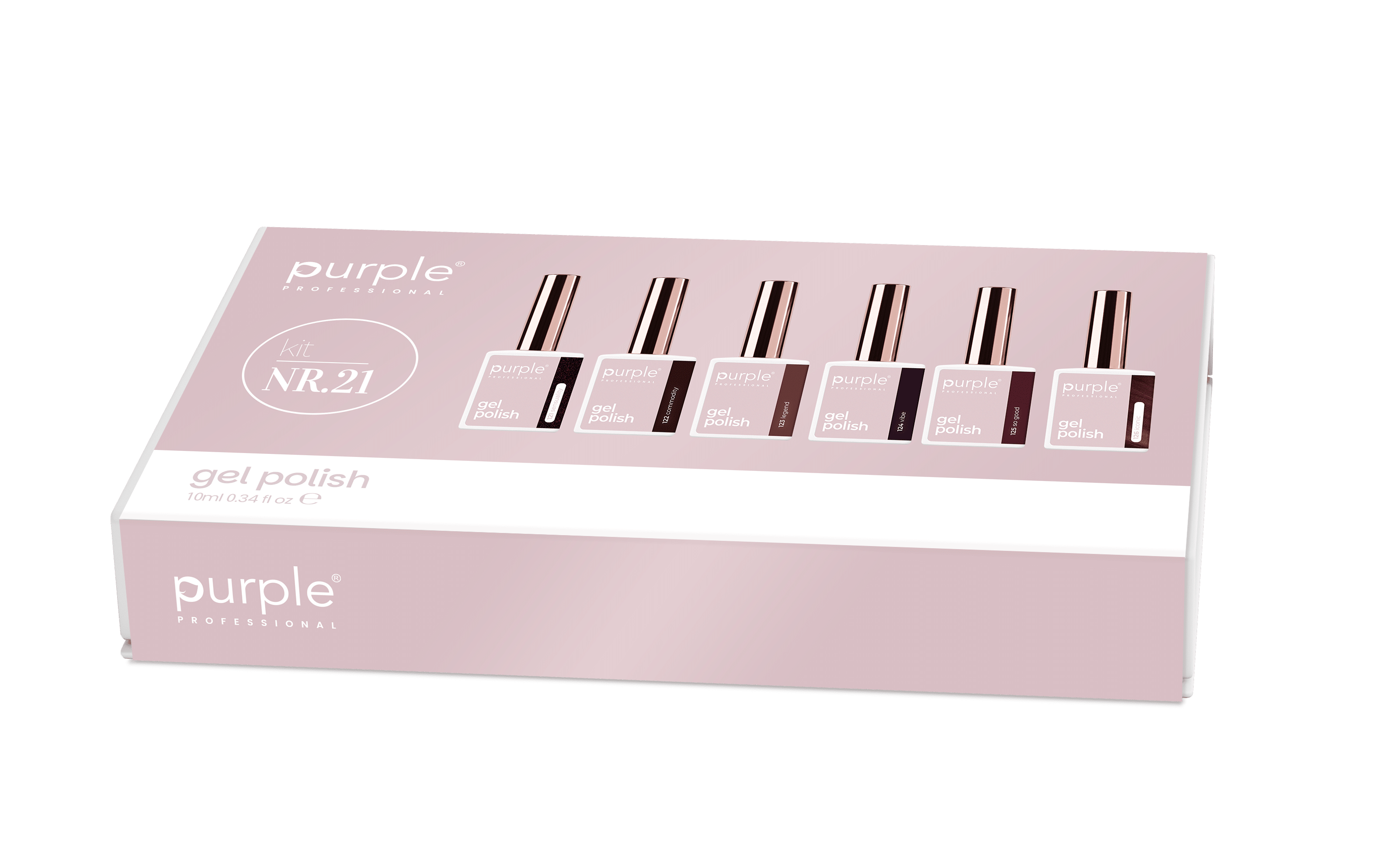 PKIT21-1-1 Purple Professional Kit Gel Polish 21 - P.121/P.122/P.123/P.124/P.125/P.126 (P.KIT21) - Afbeelding 1